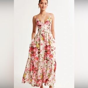 Crinkle textured button through maxi dress by Abercrombie & Fitch